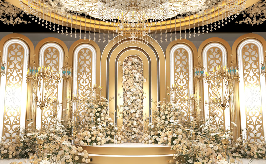 城北香槟色调婚礼堂效果展示